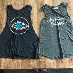 Spiritual Gangster Women's Black and Green Tank Tops, size S